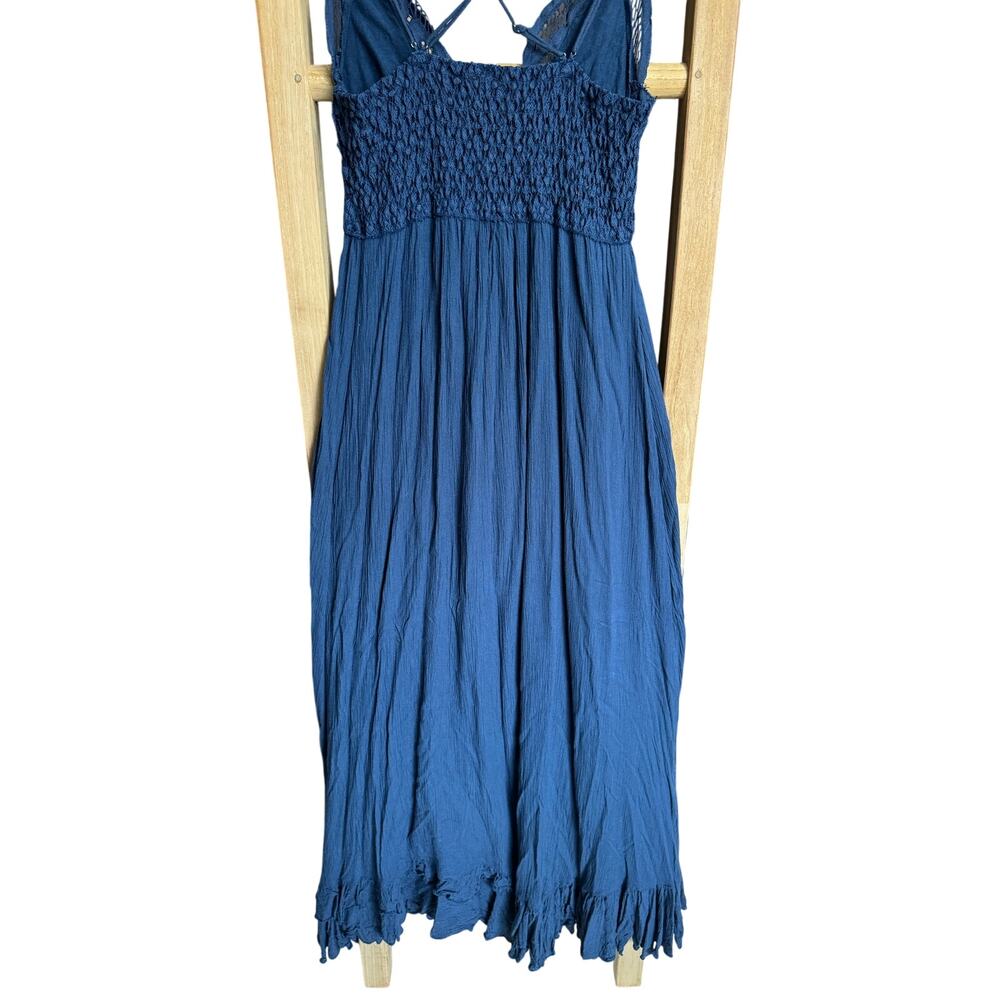 Free People One Adella Maxi Slip Lace Dress Navy Blue Size Small - Picture 8 of 12
